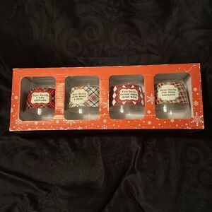 Starstruck set of 4 stemless wine glasses  Santa themed